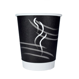 RDI 9 oz Double Wall Hot Paper Cups - Black - 900/Carton