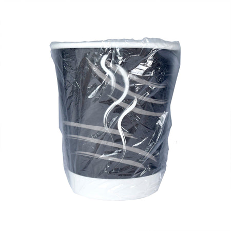 RDI 9 oz Double Wall Wrapped Hot Paper Cups - fl - Black - Drink Beverage Coffee Chocolate Tea