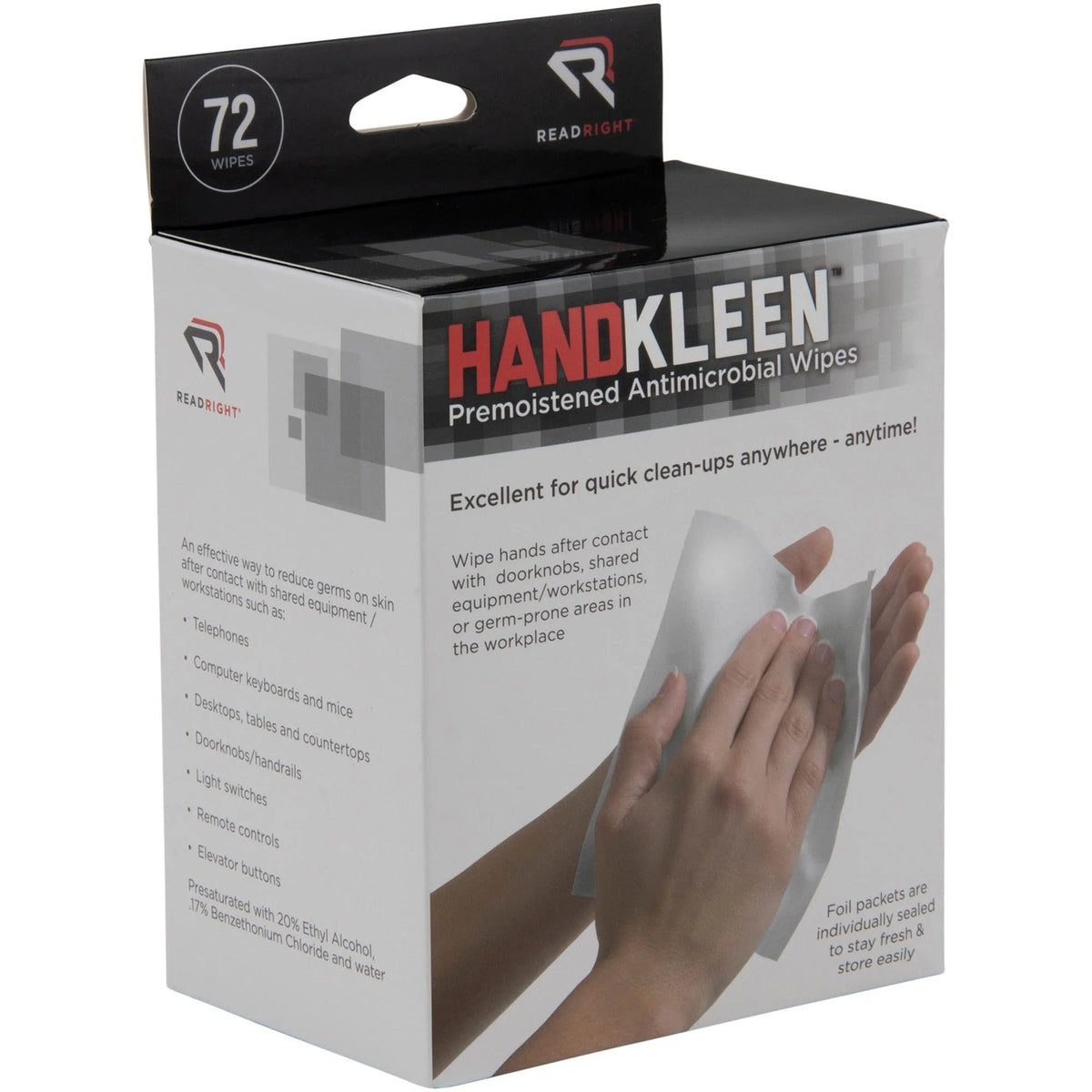 Read Right Handkleen Wipes: 5x7 White Wipes - 72/Box - Skin