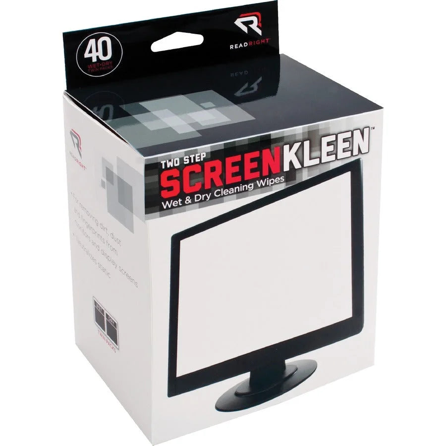 Read Right Kleen & Dry Screen Cleaners - Lint-free Anti-static - 2/Set - Electronics Cleaning Supplies