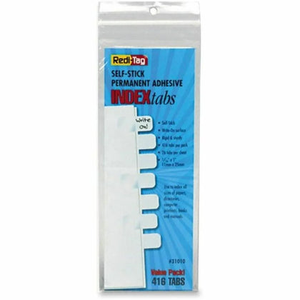 Redi-Tag Write-On Index Tabs - 416 - Self-adhesive Permanent - White Plastic - 416/Pack - Accessories & Page Markers