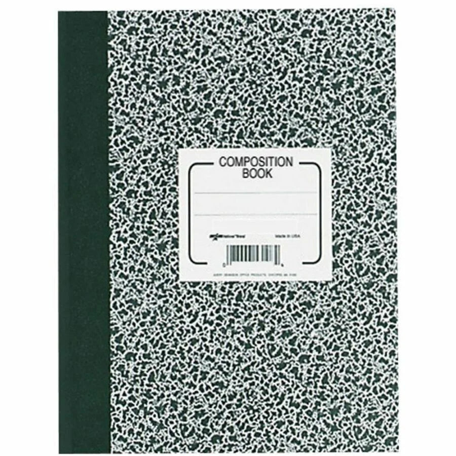 Rediform Composition Book: College Rule 80 Sheets Sewn Ruled Margin 8 3/8’’ x 11’’ - Black Marble Cover - Notebooks