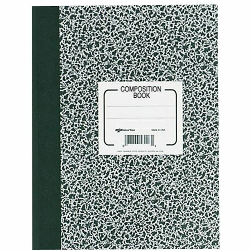 Rediform Composition Book: College Rule 80 Sheets Sewn Ruled Margin 8 3/8’’ x 11’’ - Black Marble Cover - Notebooks