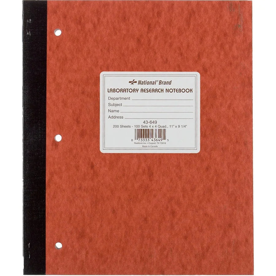 Rediform Laboratory Research Notebook - 200 Sheets - Sewn - 9 1/4’’ x 11’’ - Brown Paper - Micro Perforated - Notebooks