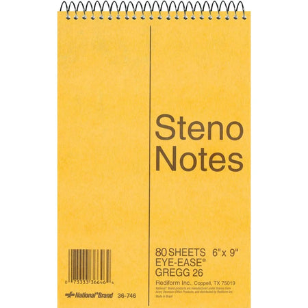 Rediform Steno Notebook: 80 Sheets Gregg Ruled Margin 6’’ x 9’’ - Green Paper - Notebooks