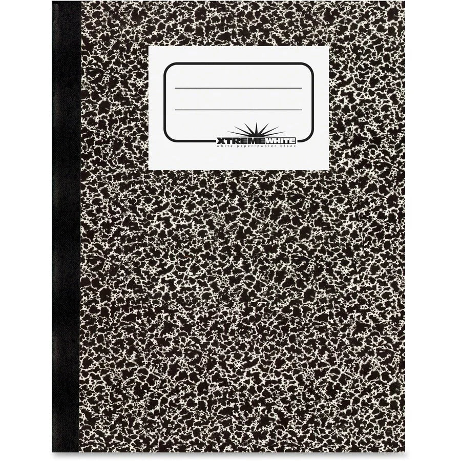 Rediform Xtreme White Notebook - Quad Ruled - 80 Sheets - Black Marble Cover - Notebooks
