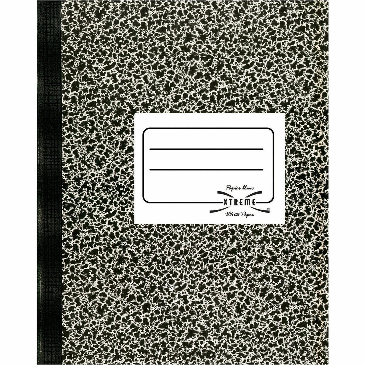 Rediform Xtreme White Notebook - Sewn Wide Ruled - Black Marble Cover - Notebooks