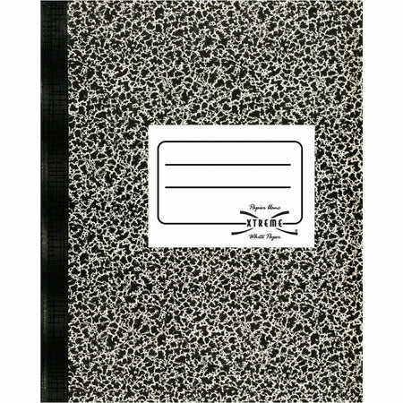 Rediform Xtreme White Notebook - Sewn Wide Ruled - Black Marble Cover - Notebooks