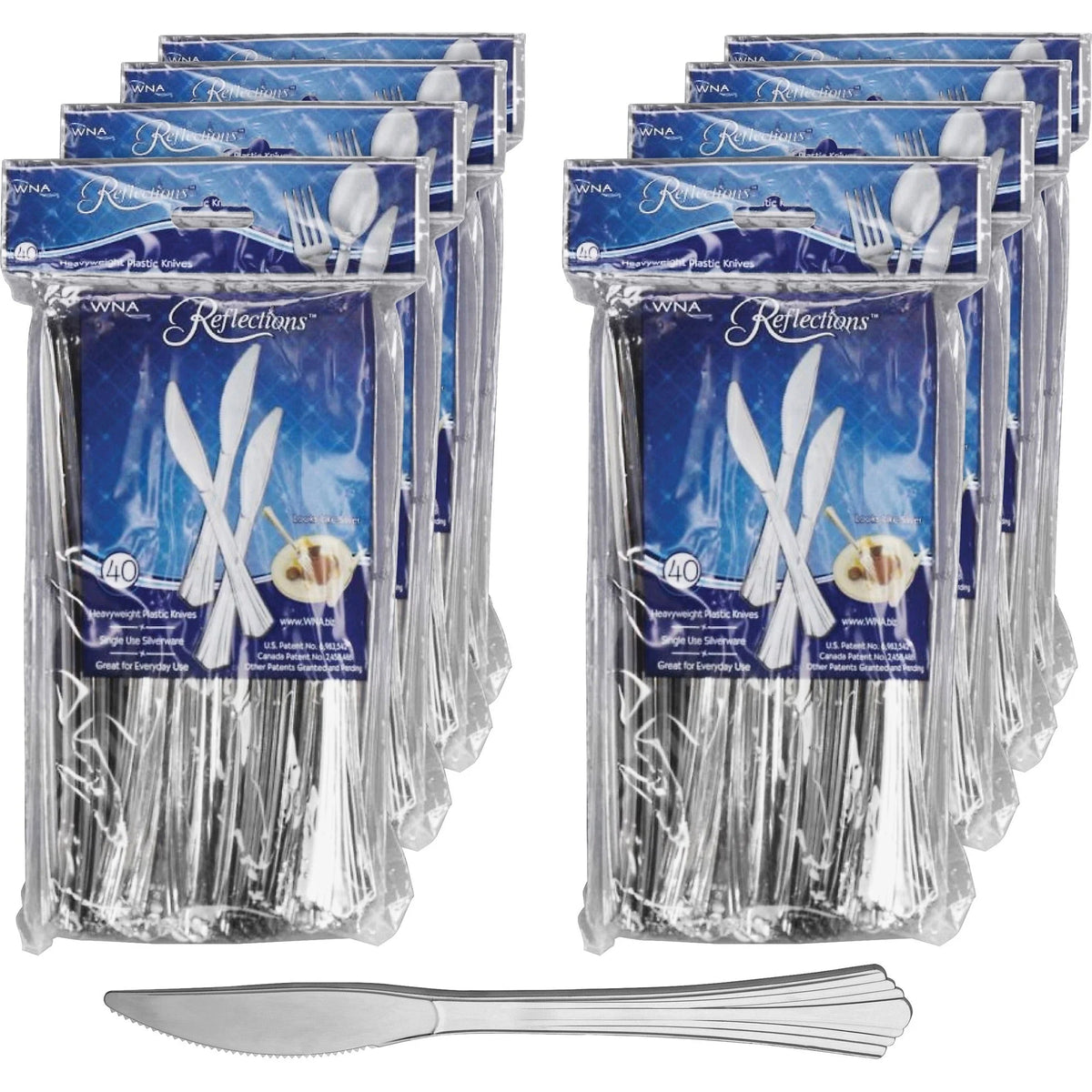 Reflections Classic Silver-look Knife - Disposable - Silver - 40/Pack - 8 / Carton - Cutlery