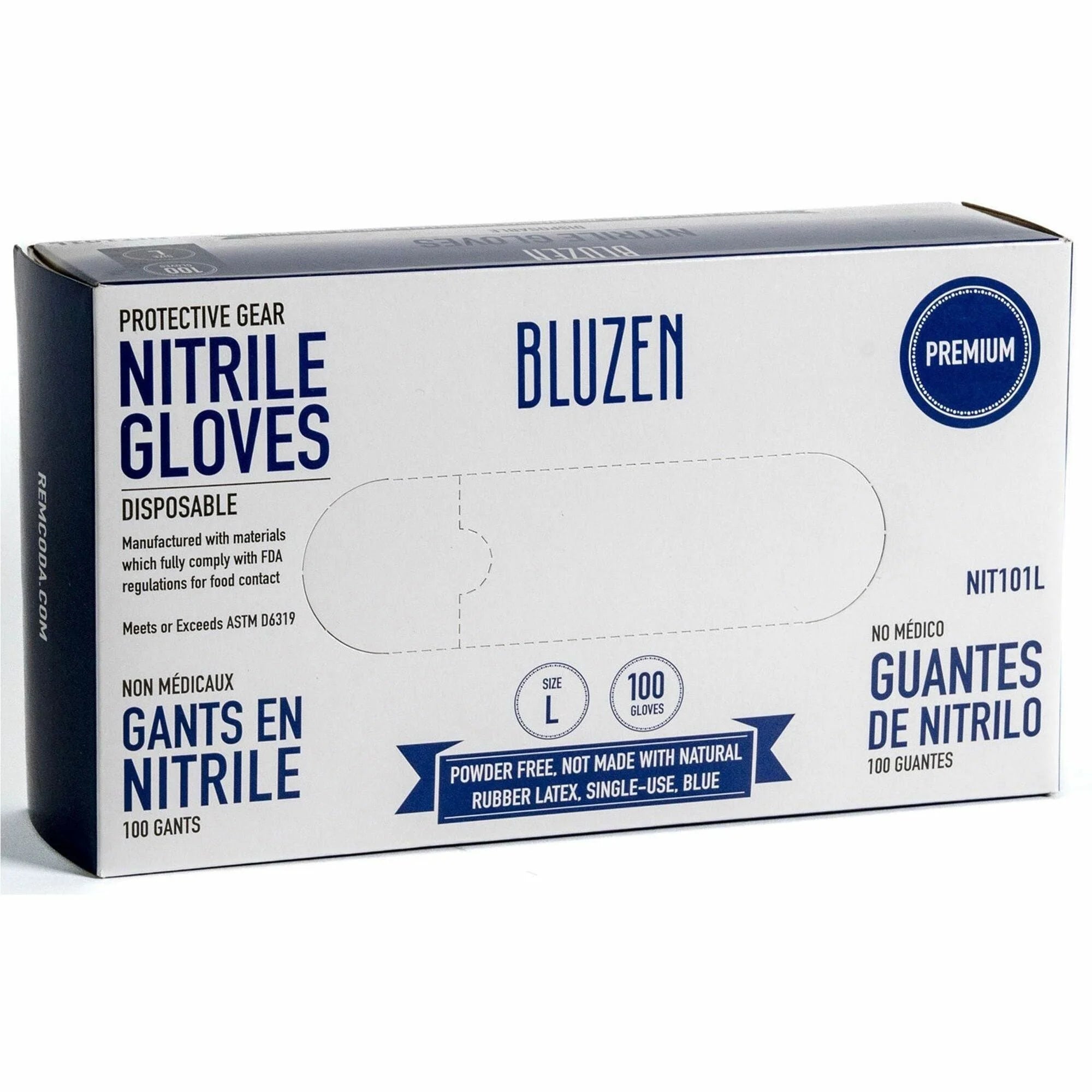 Remcoda Disposable Nitrile Gloves - 3 mil Thickness - Large Size - Blue - Durable & Comfortable - General Purpose