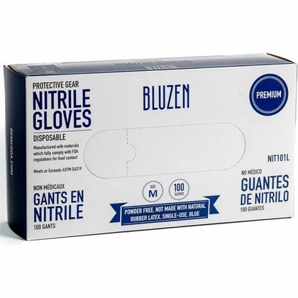 Remcoda Extra-Strength Nitrile Gloves - Chemical Protection - Medium Size - For Right/Left Hand - Blue - Durable