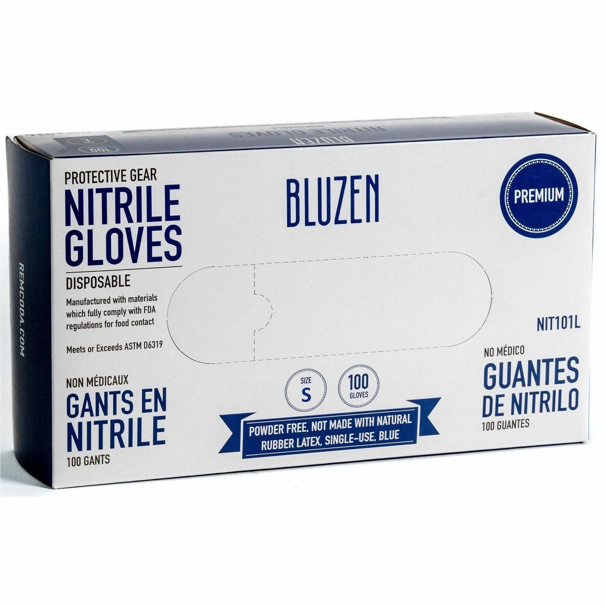 Remcoda Extra-Strength Nitrile Gloves - Chemical Protection - Small Size - For Right/Left Hand - Blue - Durable
