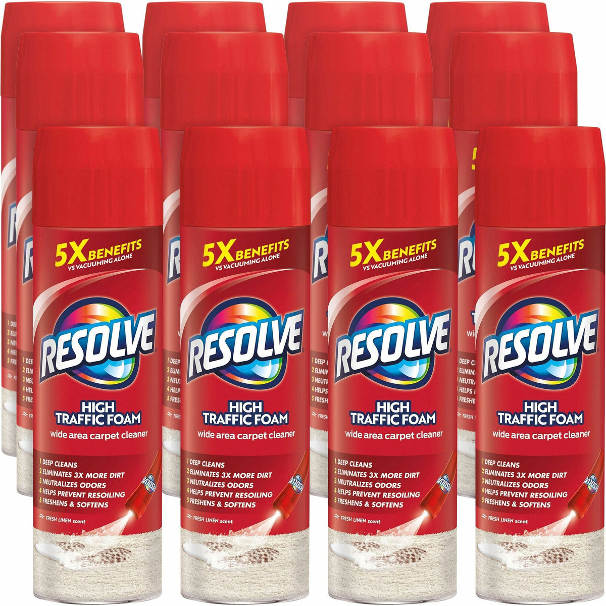 Resolve Carpet Foam - 21.92 oz (1.37 lb) - Deodorize - Blue Red - 12 / Carton - Floor/Carpet Cleaners & Protectors
