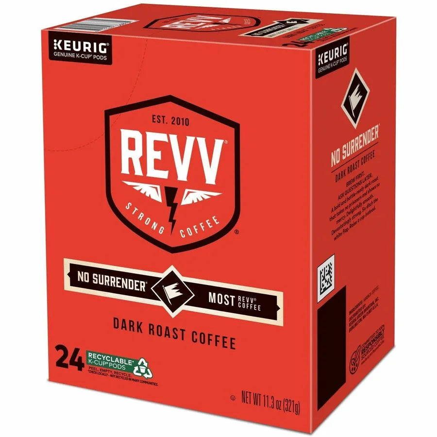 revv® K-Cup Pod No Surrender Keurig Single-Serve Pods Dark Roast Coffee 24 Count - Compatible with Brewer