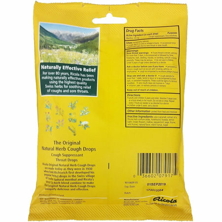 Ricola Original Herb Cough Drops - Rear