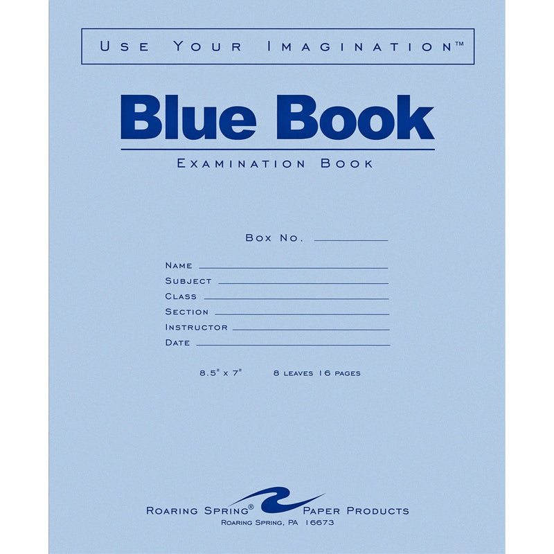 Roaring Spring Blue Book Exam Booklet - 8 Sheets 16 Pages - Student Notebooks & Folders