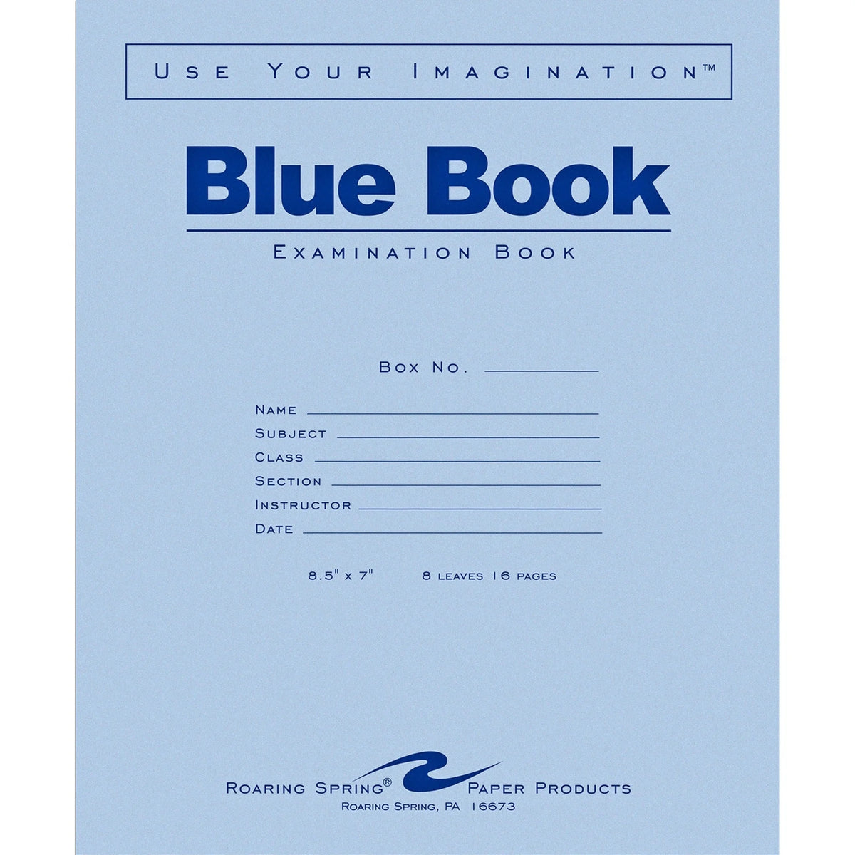 Roaring Spring Blue Book Exam Booklet - 8 Sheets 16 Pages - Student Notebooks & Folders