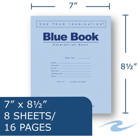 Roaring Spring Blue Book Exam Booklet - 8 Sheets 16 Pages - Student Notebooks & Folders