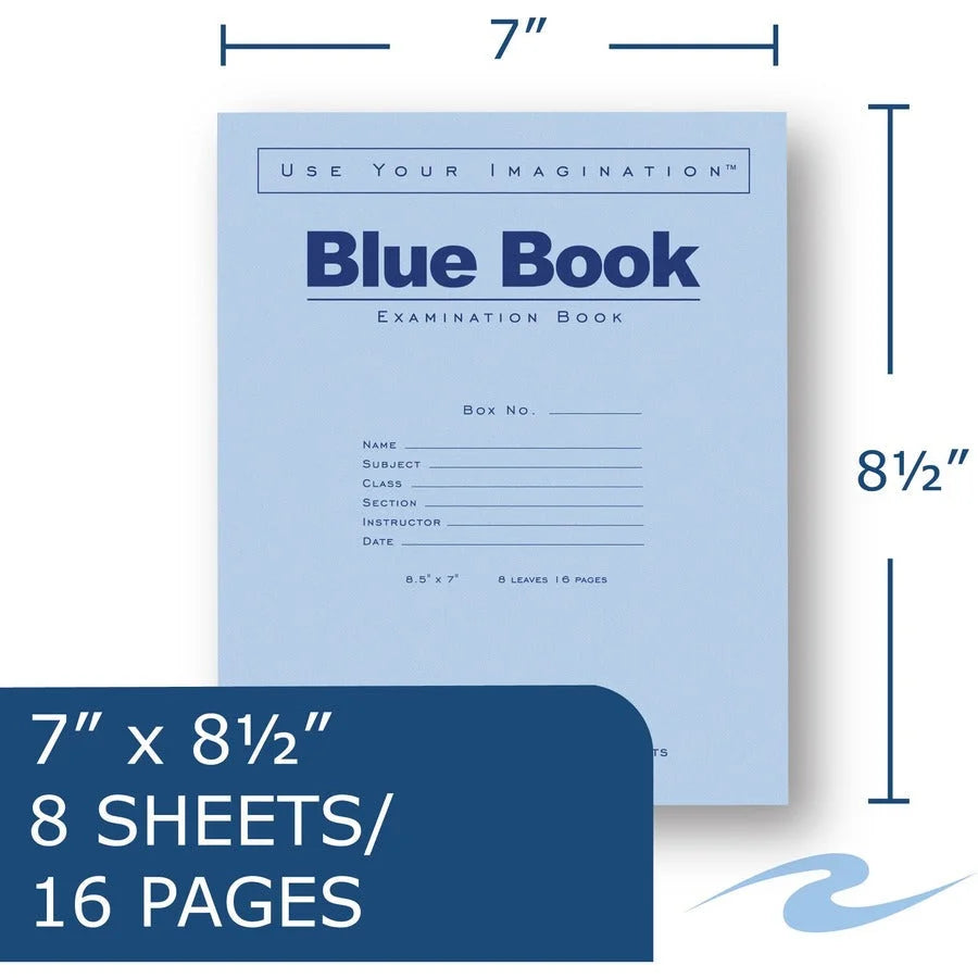 Roaring Spring Blue Book Exam Booklet - 8 Sheets 16 Pages - Student Notebooks & Folders