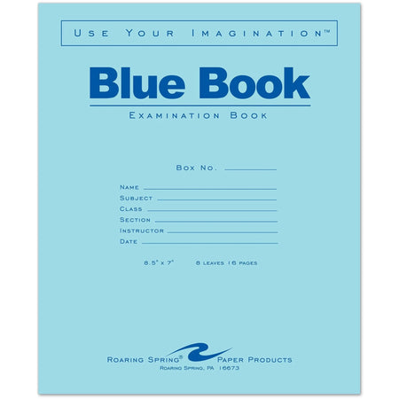 Roaring Spring Blue Book Exam Booklet - 8 Sheets Ruled Margin - Student Notebooks & Folders