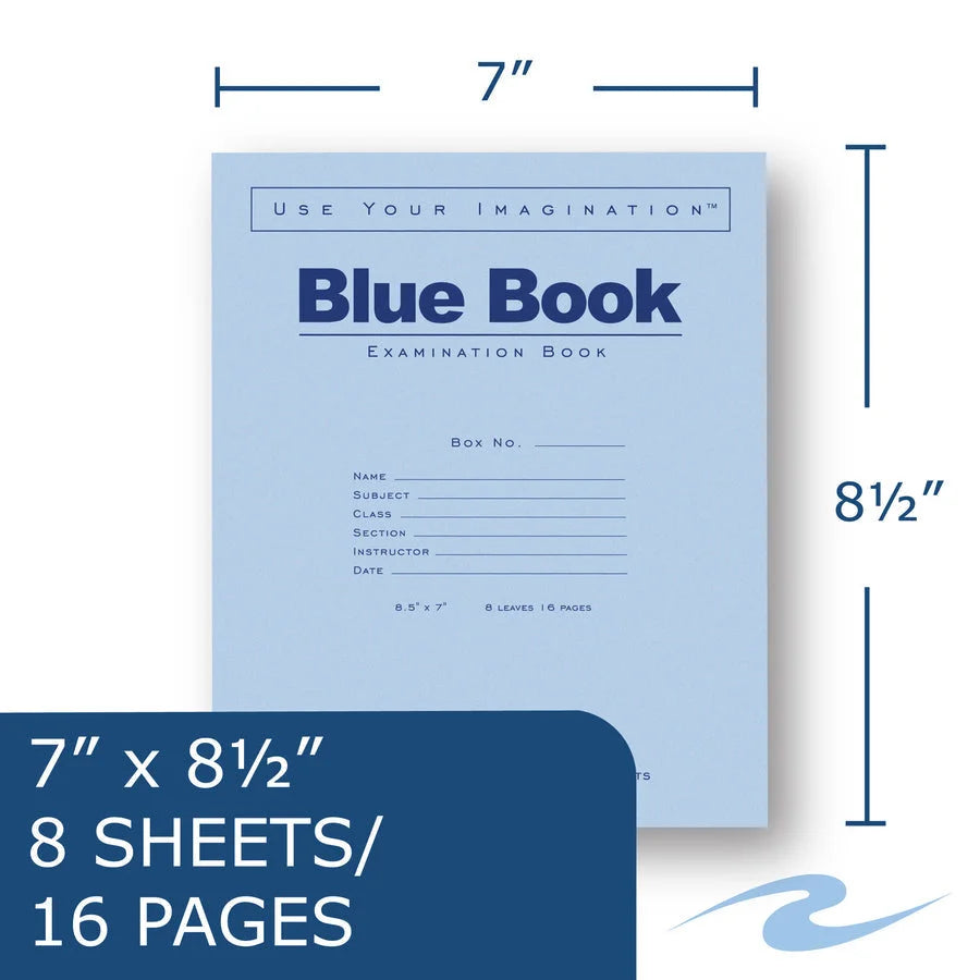 Roaring Spring Blue Book Exam Booklet - 8 Sheets Ruled Margin - Student Notebooks & Folders