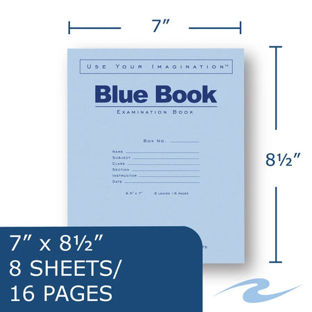 Roaring Spring Blue Book Exam Booklet - 8 Sheets Ruled Margin - Student Notebooks & Folders