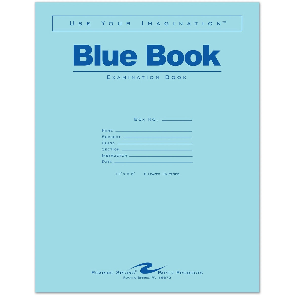 Roaring Spring Blue Examination Book - 8 Sheets - 16 Pages - 50 Pack - Student Notebooks & Folders