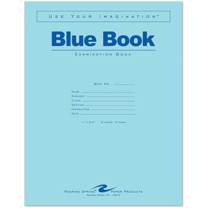 Roaring Spring Blue Examination Book - 8 Sheets - 16 Pages - 50 Pack - Student Notebooks & Folders