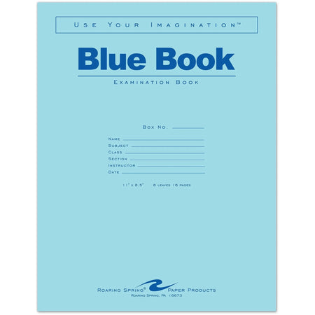 Roaring Spring Blue Examination Book - 8 Sheets - 16 Pages - 50 Pack - Student Notebooks & Folders
