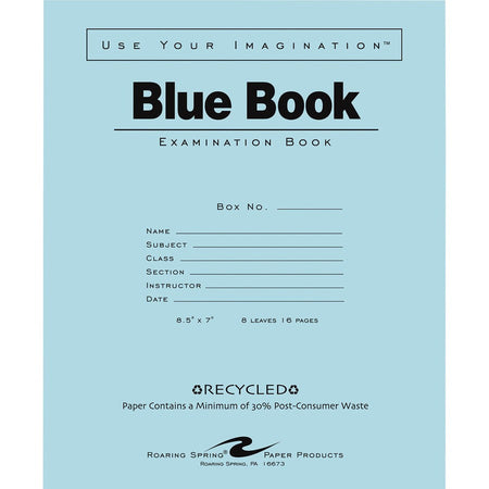 Roaring Spring Blue Examination Book - Front