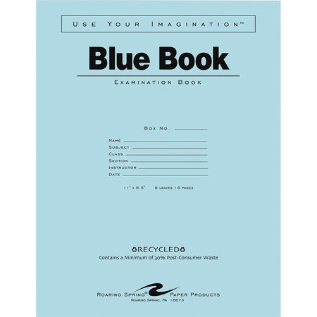 Roaring Spring Blue Examination Book - Front