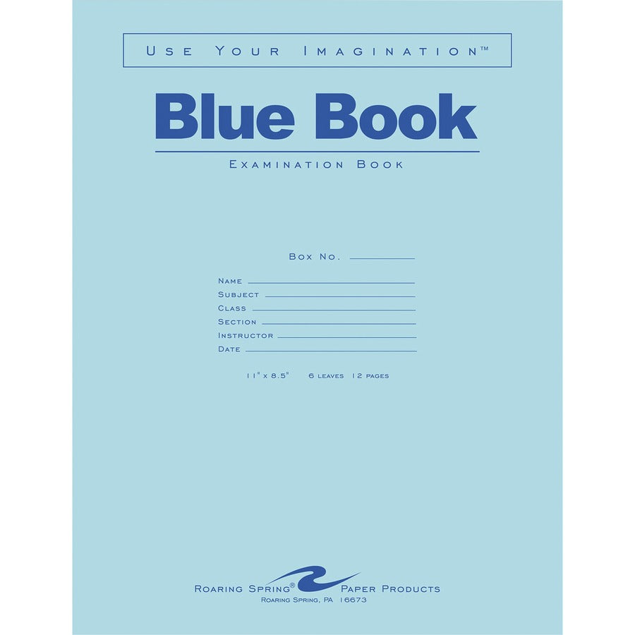 Roaring Spring Blue Examination Book - Front
