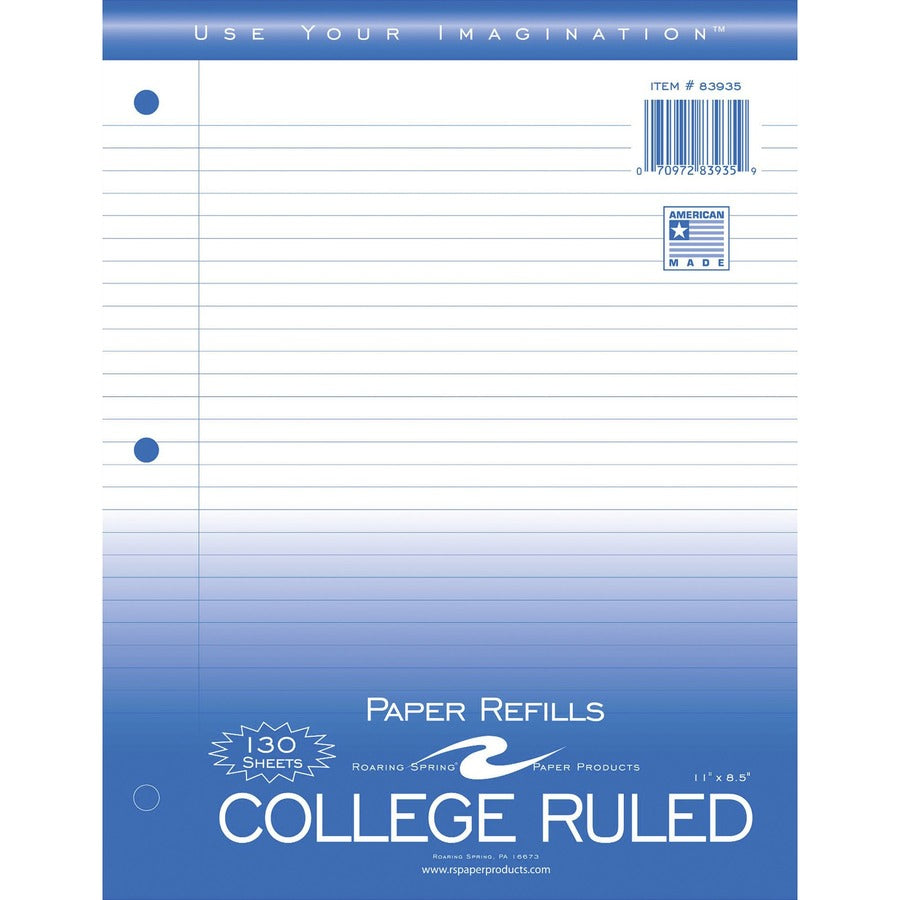 Roaring Spring College Ruled Filler Paper - Front