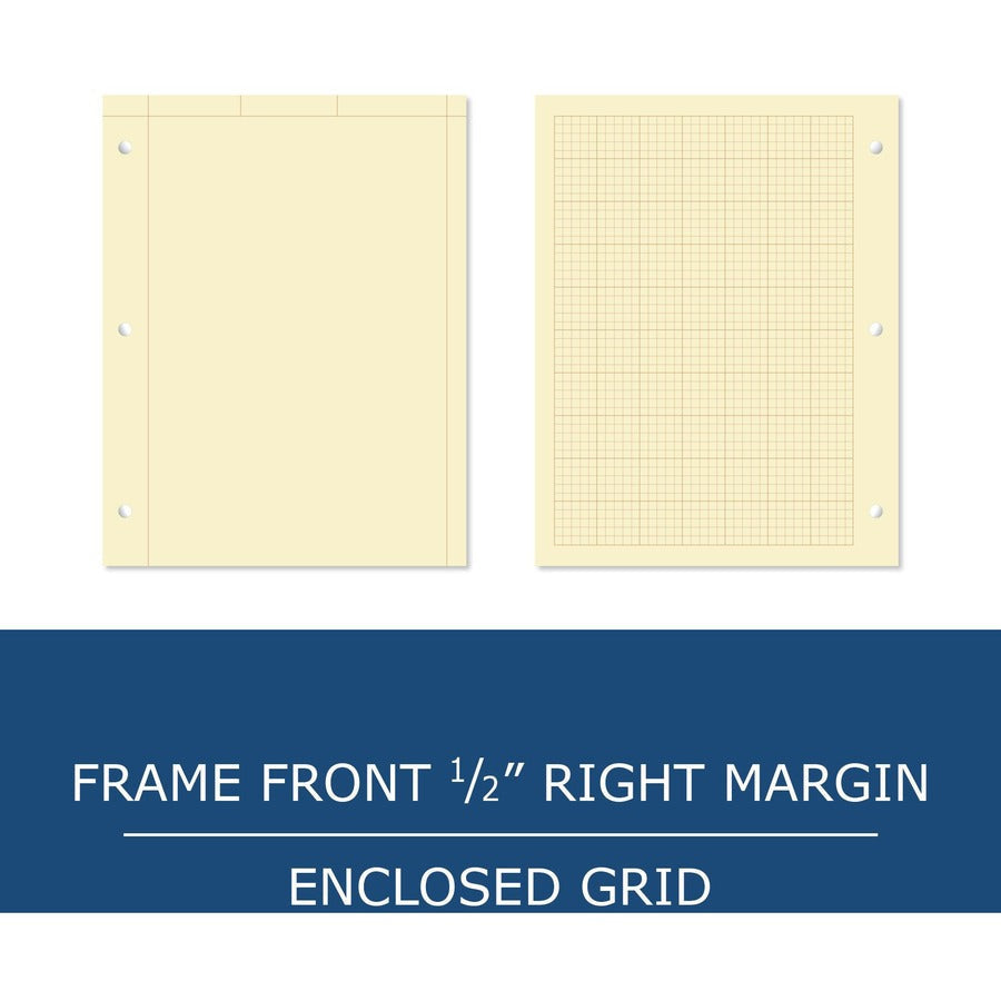 Roaring Spring 5x5 Grid Engineering Pad - 100 Sheets - 200 Pages - Printed - Glued - Back Ruling Surface - 3 Hole(s)