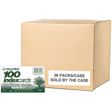 Roaring Spring EnviroNotes Index Cards - 100 Sheets - 200 Pages - Printed - Front Ruling Surface - 43 lb Basis Weight