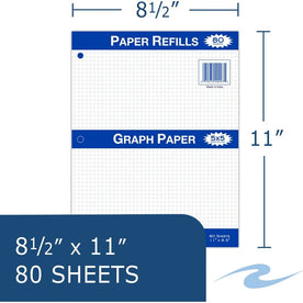 Roaring Spring Graph Filler Paper - 80 Sheets - Printed - 3-Hole - 11’’ x 8.5’’ - White - 24/Carton