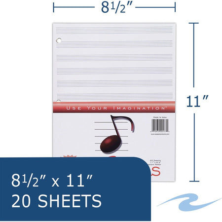 Roaring Spring Music Filler Paper - 20 Sheets - 40 Pages - Printed - Ring - Both Side Ruling Surface - 3 Hole(s)