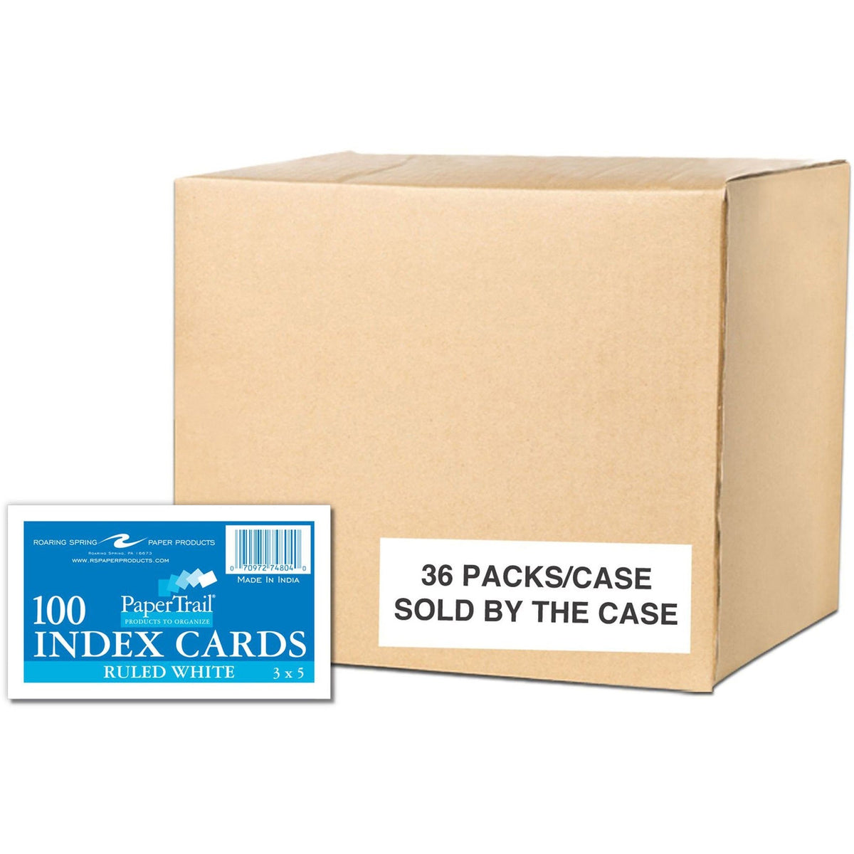 Roaring Spring PaperTrail Ruled Index Cards - 100 Sheets - 200 Pages - Printed - Front Ruling Surface - 43 lb Basis