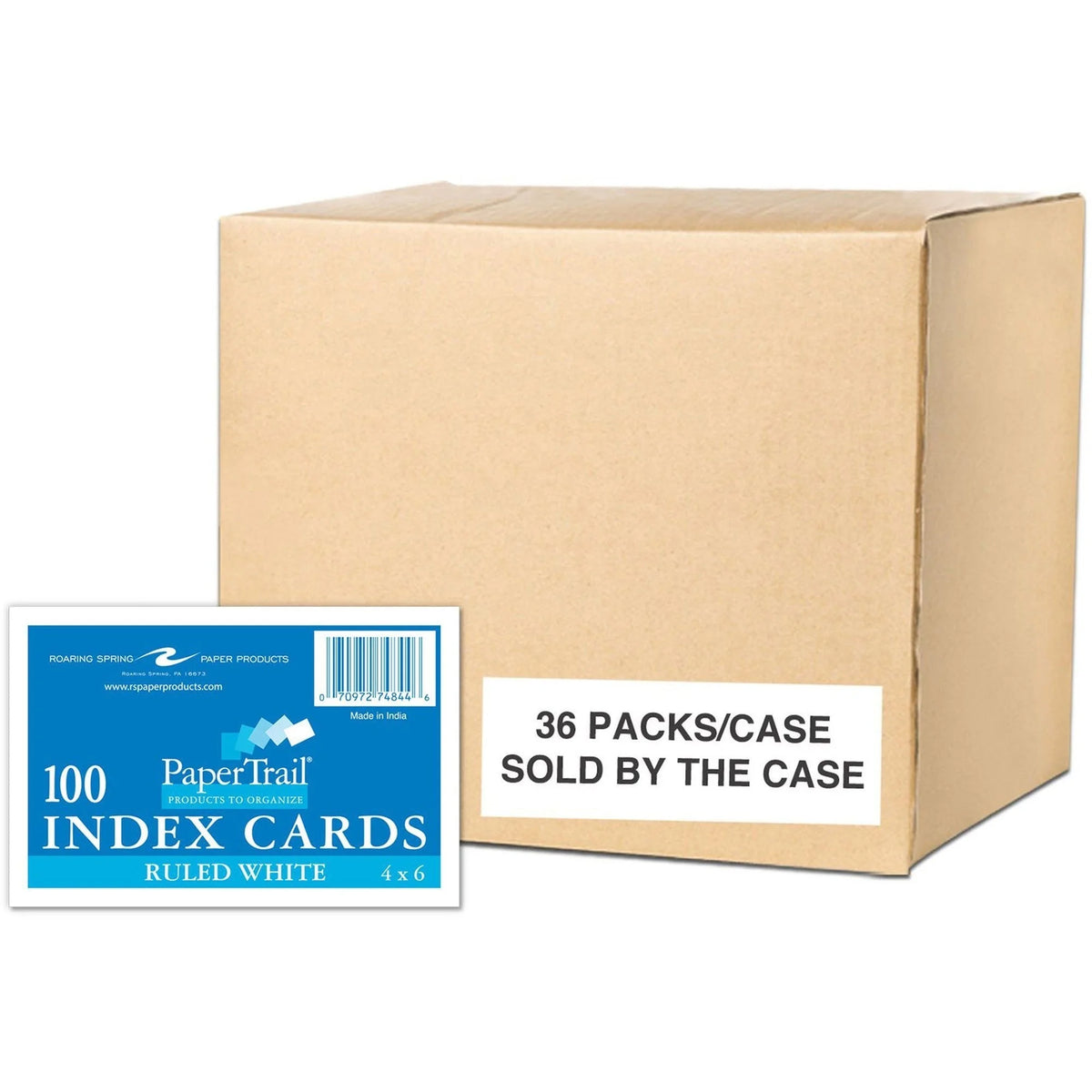 Roaring Spring PaperTrail Ruled Index Cards - 100 Sheets - 200 Pages - Printed - Front Ruling Surface - 43 lb Basis