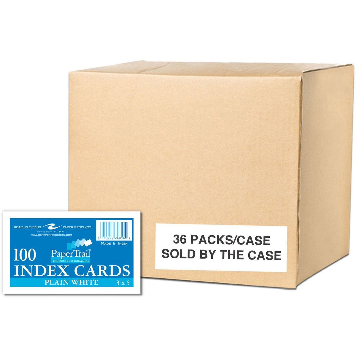 Roaring Spring PaperTrail Unruled Index Cards - 100 Sheets - 200 Pages - Plain - 43 lb Basis Weight - 160 g/m² Grammage