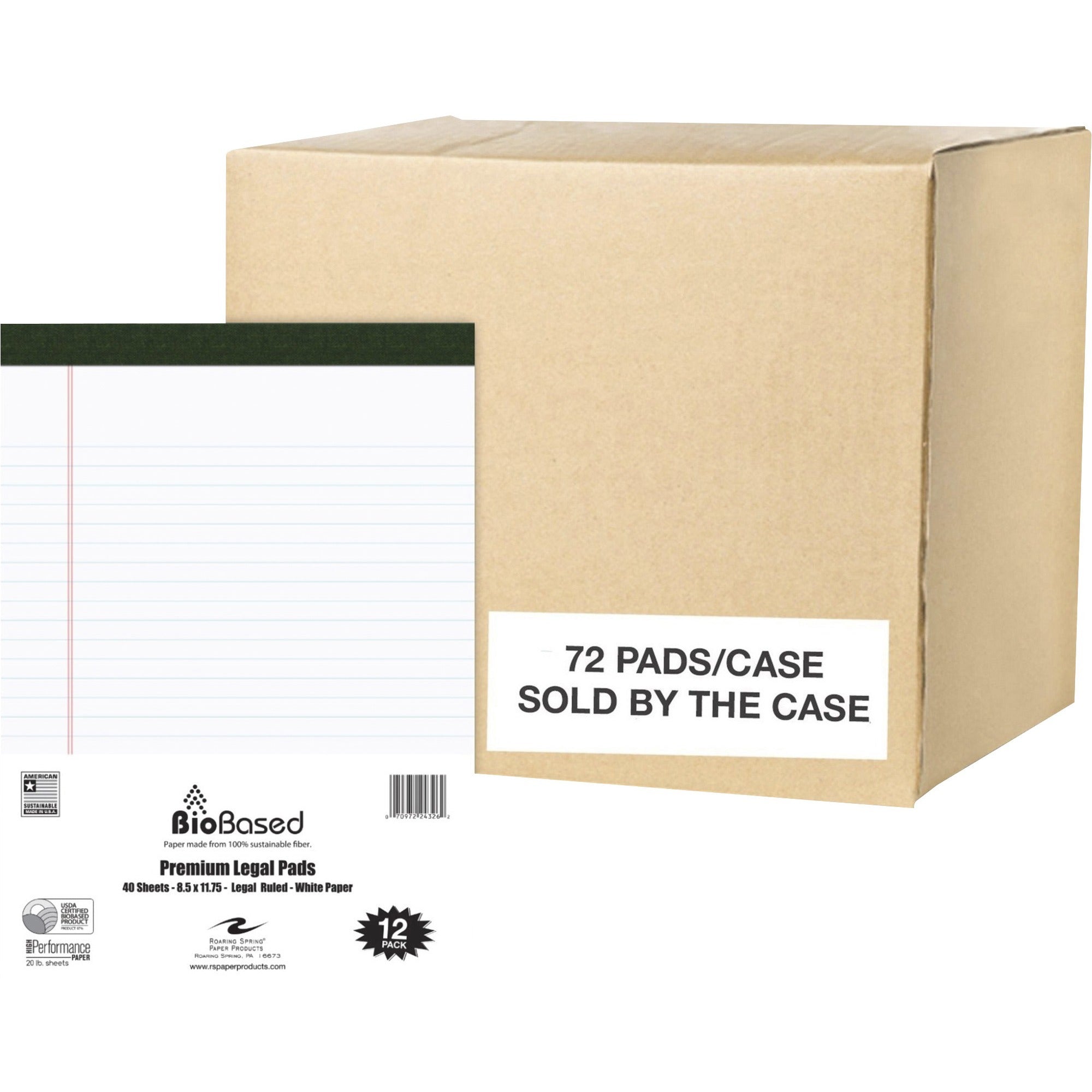 Roaring Spring USDA Certified Bio-Preferred Legal Pads - 2000