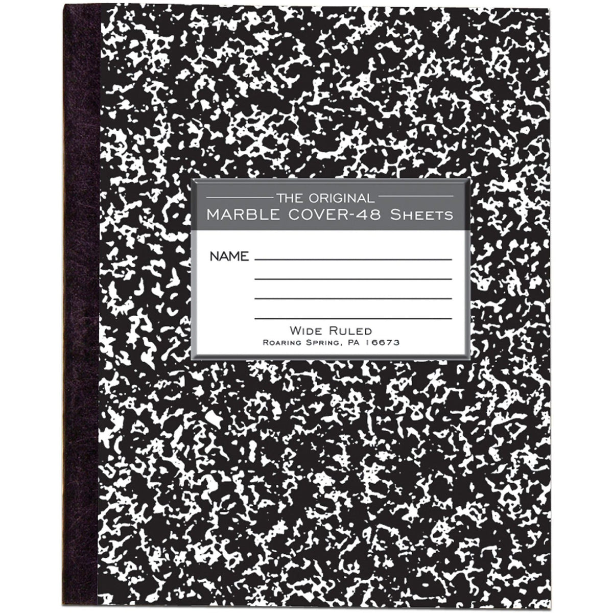 Roaring Spring Wide Ruled Flexible Cover Composition Book, 8.5" x 7" 48 Sheets, Black Marble - 2000
