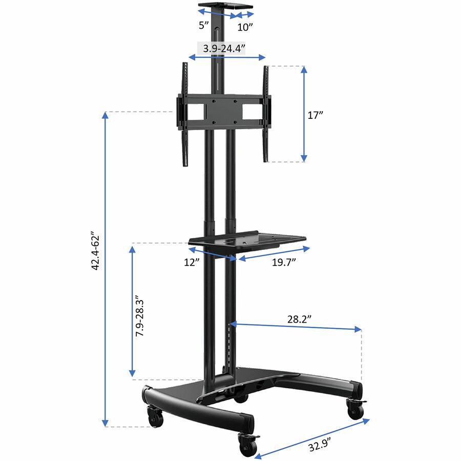 Rocelco VSTC Standard TV Cart - Alternate-Image2