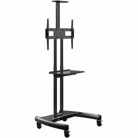 Rocelco VSTC TV Cart: 100 lb Load 4 Casters Steel Frame - Black - Carts