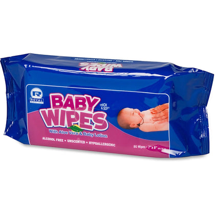 Royal Paper Baby Wipes Refill Pack - 80 - 12 Cartons - Skin