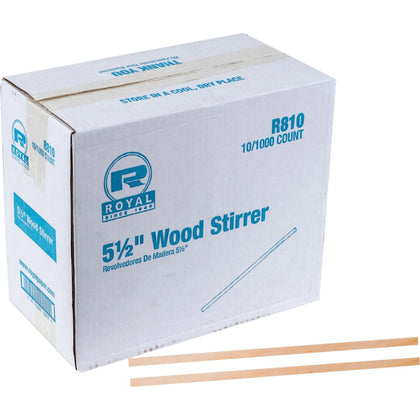 Royal Wood Coffee Stir Sticks - 5.5’’ Birch - Natural - 1000/Box - Stirrers