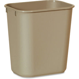 Rubbermaid Commercial 13 QT Wastebaskets - Durable Plastic Beige - 12/Carton - Waste Containers & Lids