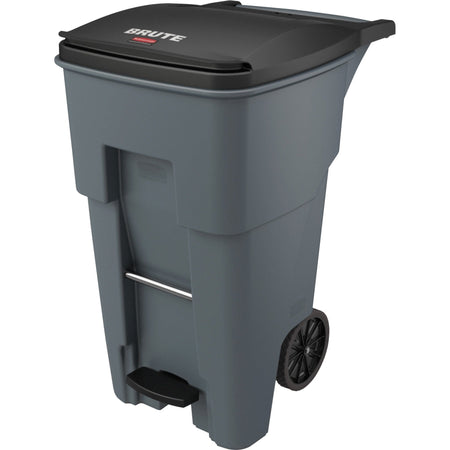 Rubbermaid Commercial 1971968 65 Gallon BRUTE Step-On Rollout Container - Gray - 2000