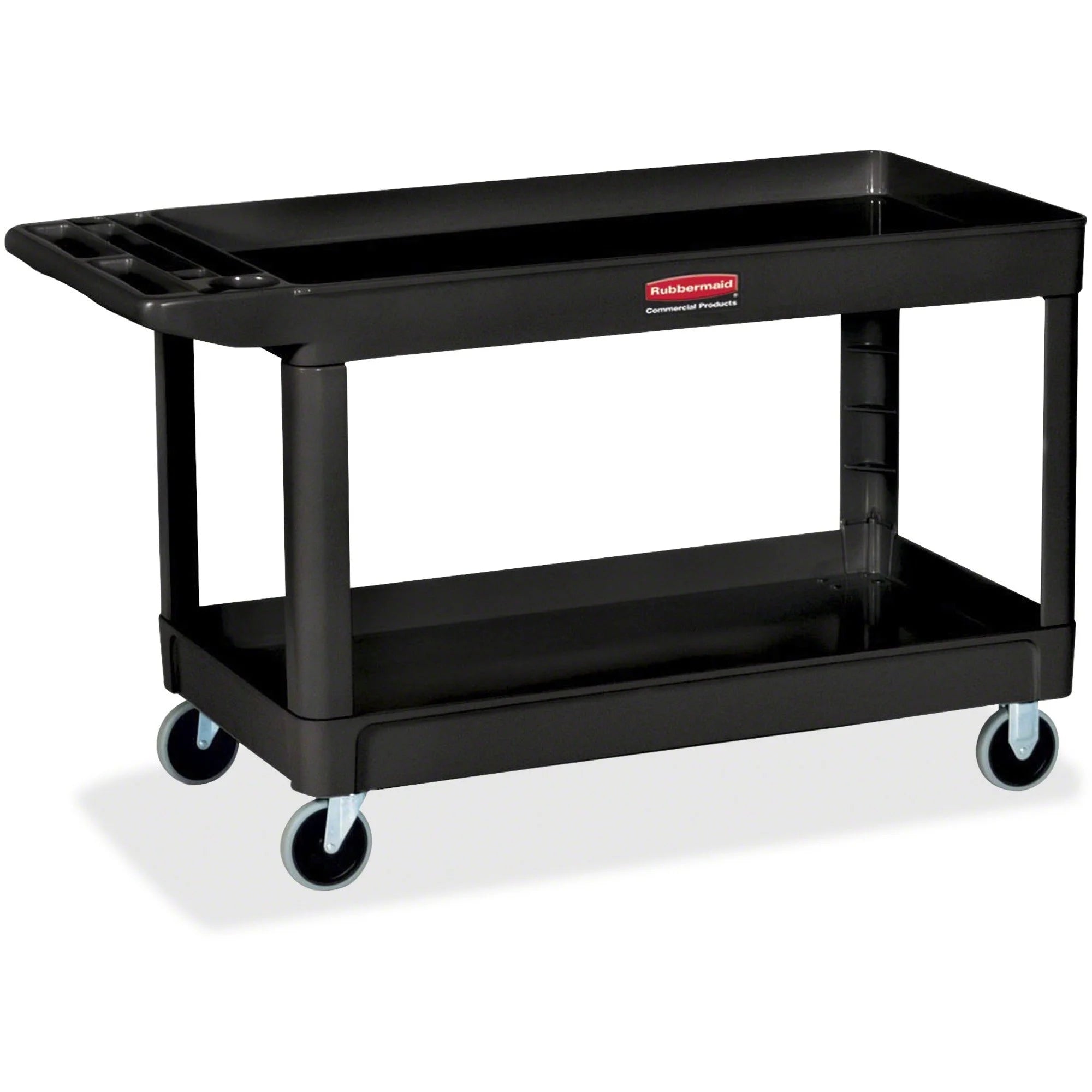 Rubbermaid Commercial 4’’ Casters 2-shelf Utility Cart - 2 Shelf - Push Handle - Caster Size - Foam - x 32.4’’ Width