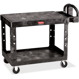 Rubbermaid Commercial 4525 HD 2-Shelf Utility Cart Flat Shelf (Med) - 2 - Push Handle - 500 lb Capacity - Hand Trucks &